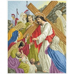 Женщины плачут над терпеливым Иисусом Канва с нанесенным рисунком для вышивания бисером БС Солес ХД-08-СХ