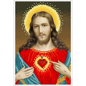 Сердце Иисуса (малая) Канва с нанесенным рисунком для вышивания бисером БС Солес СІ-01-м-СХ