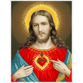 Сердце Иисуса Канва с нанесенным рисунком для вышивания бисером Солес СИ-01-СХ