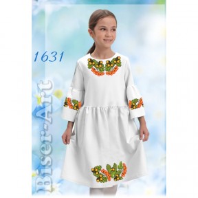 Сукня дитяча біла (габардин) Заготовка для вишивки бісером або нитками Biser-Art 1631ба
