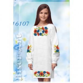 Платье детское белое (габардин) Заготовка для вышивки бисером или нитками Biser-Art 16107ба