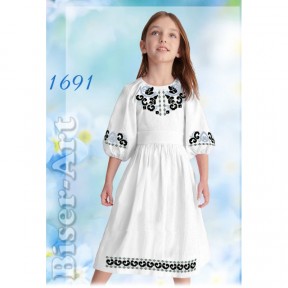 Платье детское белое (лён) Заготовка для вышивки бисером или нитками Biser-Art 1691-лба