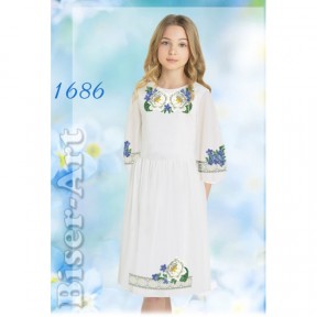 Платье детское белое (лён) Заготовка для вышивки бисером или нитками Biser-Art 1686-лба