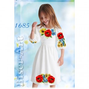 Платье детское белое (лён) Заготовка для вышивки бисером или нитками Biser-Art 1685-лба