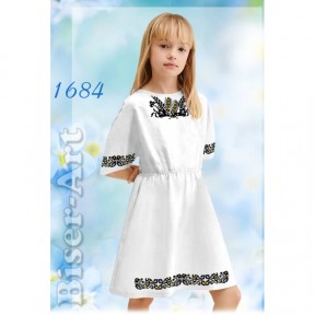 Платье детское белое (лён) Заготовка для вышивки бисером или нитками Biser-Art 1684-лба