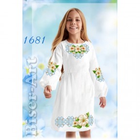 Платье детское белое (лён) Заготовка для вышивки бисером или нитками Biser-Art 1681-лба