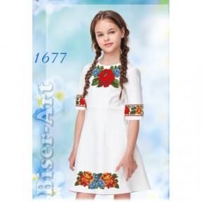 Платье детское белое (лён) Заготовка для вышивки бисером или нитками Biser-Art 1677-лба