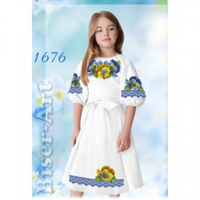 Платье детское белое (лён) Заготовка для вышивки бисером или нитками Biser-Art 1676-лба