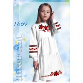 Платье детское белое (лён) Заготовка для вышивки бисером или нитками Biser-Art 1669-лба