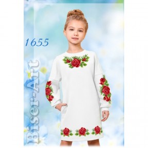 Платье детское белое (лён) Заготовка для вышивки бисером или нитками Biser-Art 1655-лба