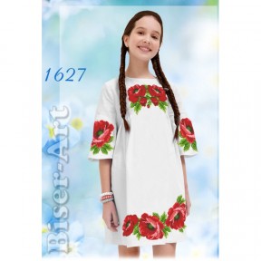 Платье детское белое (лён) Заготовка для вышивки бисером или нитками Biser-Art 1627-лба