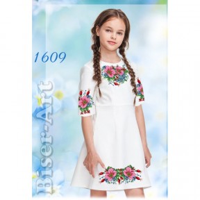 Платье детское белое (лён) Заготовка для вышивки бисером или нитками Biser-Art 1609-лба
