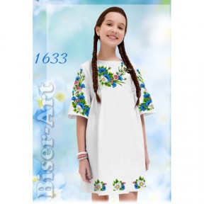 Платье детское белое (лён) Заготовка для вышивки бисером или нитками Biser-Art 1633-лба