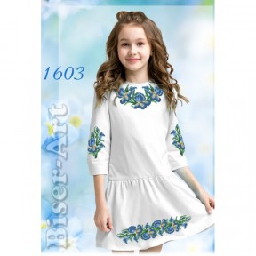 Платье детское белое (лён) Заготовка для вышивки бисером или нитками Biser-Art 1603-лба