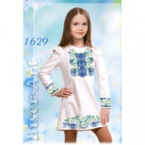 Платье детское белое (лён) Заготовка для вышивки бисером или нитками Biser-Art 1629-лба