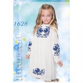 Платье детское белое (лён) Заготовка для вышивки бисером или нитками Biser-Art 1628-лба