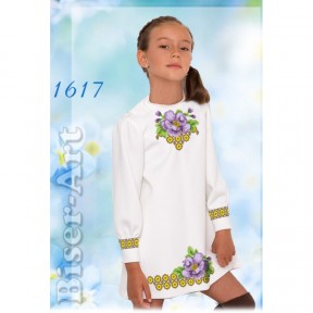 Платье детское белое (лён) Заготовка для вышивки бисером или нитками Biser-Art 1617-лба