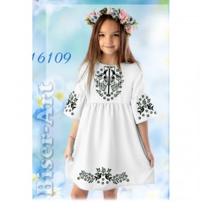 Платье детское белое (лён) Заготовка для вышивки бисером или нитками Biser-Art 16109-лба