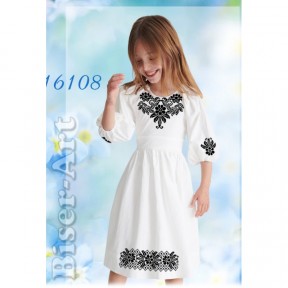 Платье детское белое (лён) Заготовка для вышивки бисером или нитками Biser-Art 16108-лба