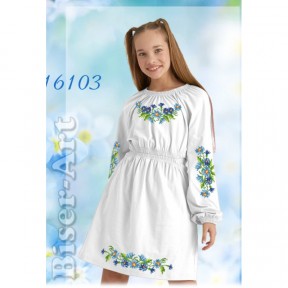 Платье детское белое (лён) Заготовка для вышивки бисером или нитками Biser-Art 16103-лба