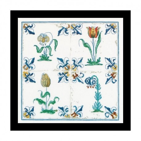 Antique Tiles. Flowers Linen Набор для вышивки крестом Thea Gouverneur gouverneur_485