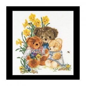 Teddy Bears Linen Набор для вышивки крестом Thea Gouverneur gouverneur_2048