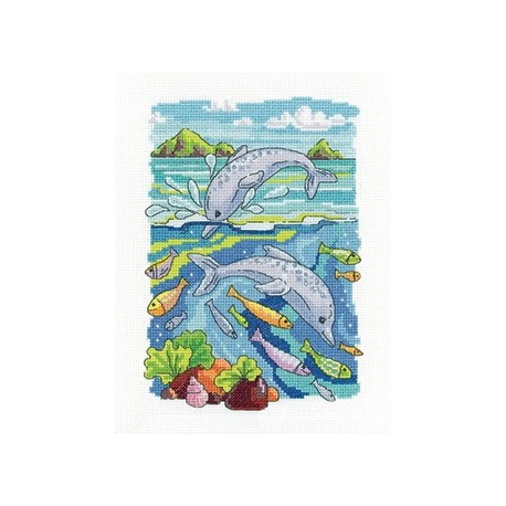 Дельфины Набор для вышивания крестом Heritage Crafts H1637