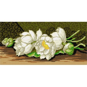 Белые лотосы Набор для вышивания по канве с рисунком Quick Tapestry TS-99