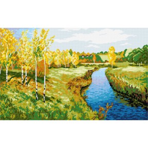 Пейзаж Золота осінь, І. Левітан Набір для вишивання на канві з малюнком Quick Tapestry TS-39