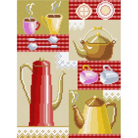 Приглашение на чай Набор для вышивания по канве с рисунком Quick Tapestry TL-17