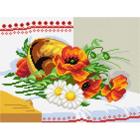 Маки и ромашки Набор для вышивания по канве с рисунком Quick Tapestry TL-25