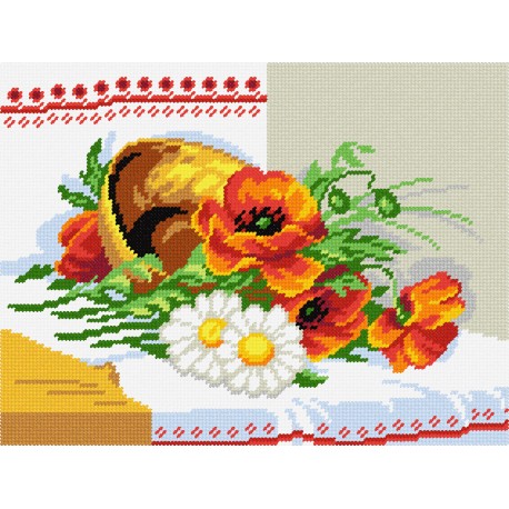 Маки и ромашки Набор для вышивания по канве с рисунком Quick Tapestry TL-25