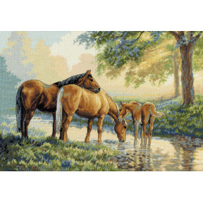 Набір для вишивки хрестиком Dimensions 35174 Horses By A Stream