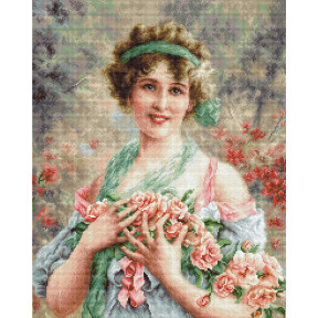 Набір для вишивки хрестиком Luca-S B553 Дівчина з трояндами