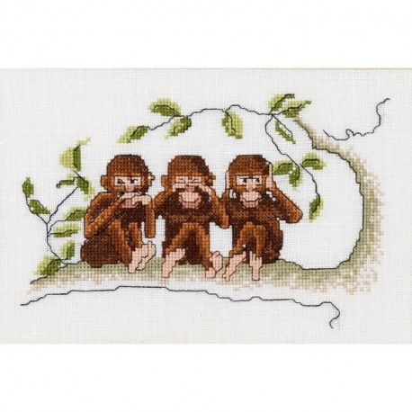 Three Wise Monkeys Aida Набор для вышивки крестом Thea Gouverneur gouverneur_1031A