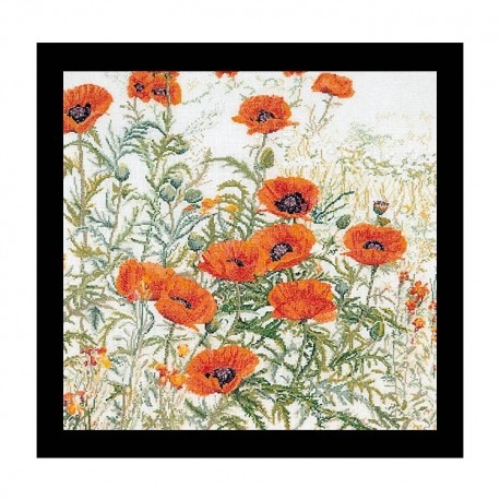 Orange Poppies Linen Набор для вышивки крестом Thea Gouverneur gouverneur_2062