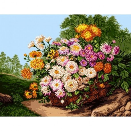 Набір для вишивання гобелен Goblenset G858 Кошик із квітами фото