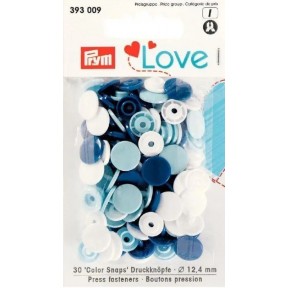 Кнопки Color Snaps PrymLove, блакитний/синій/білий., 12 мм, Prym 393009