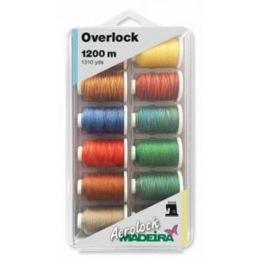 Набор разноцветных армированных нитей Aerolock №125 Blister Box Multicolor (12х1200 м) Madeira 8097