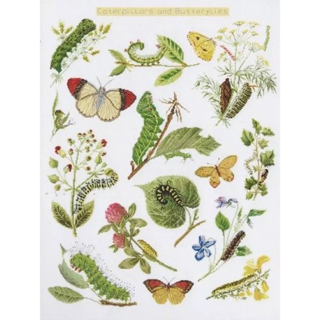 Caterpillars & Butterflies Linen Набор для вышивки крестом Thea Gouverneur gouverneur_587