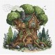 Дом на дереве. Tree House Набор для вышивания крестом AVA P023