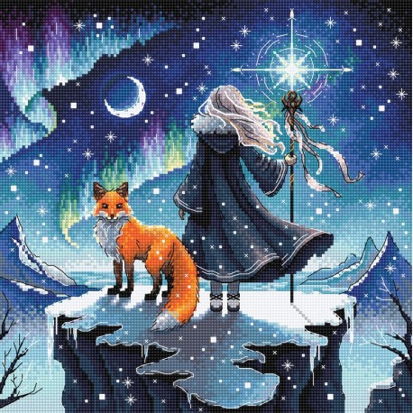 Волшебство Авроры и её лиса. Sorceress of the Auroras and her Fox Набор для вышивания крестом AVA P069