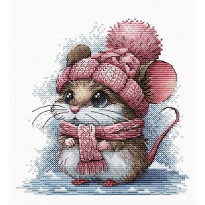 Маленькая мышка в зимней шапке. Little mouse with winter hat Набор для вышивания крестом AVA P073