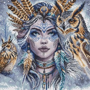 Воїтелька та її сови-охоронці. The Warrior and Guardian Owls Набір для вишивання хрестиком AVA P077