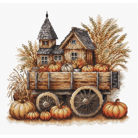 Осенняя тележка. Autumn Cart Набор для вышивания крестом AVA P078