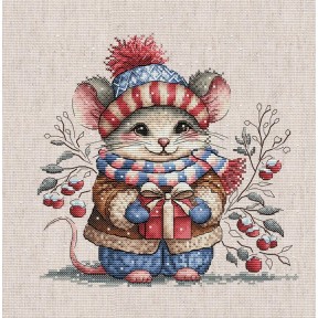 Маленькая мышка с шарфом. Little Mouse with Scarf Набор для вышивания крестом AVA P09