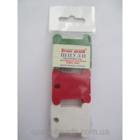 Шпули (бобины) пластиковые для мулине микс из 3 цветов (зеленый, красный, белый) БП1М