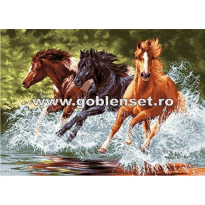 Набор для вышивания гобелен Goblenset G891 Лошади в галопе фото