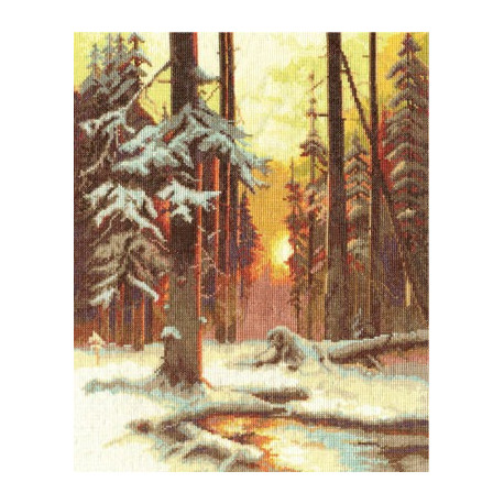 Набор для вышивки крестом Panna ВХ-1076 Закат в снежном лесу