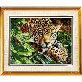 Набор для рисования камнями алмазная живопись Dream Art Леопард на отдыхе (квадратные, полная) 30090D